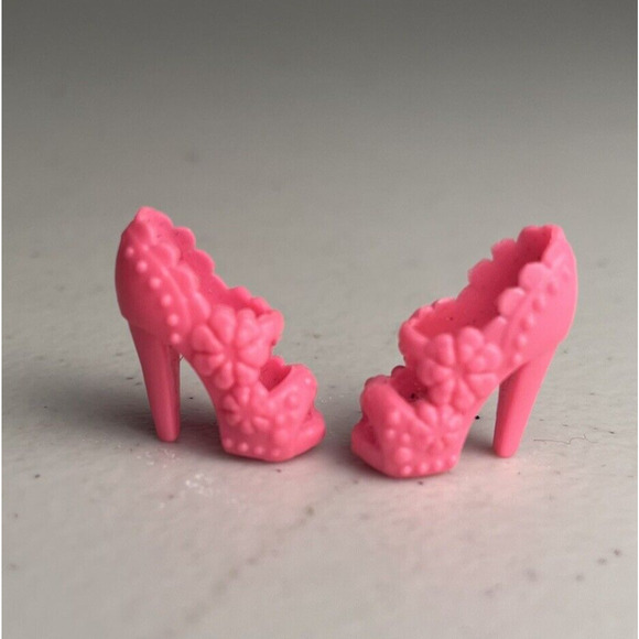 Barbie Doll Shoes Lot High Heels Platforms Pumps Pink & Neon Orange Fashion - Picture 9 of 9
